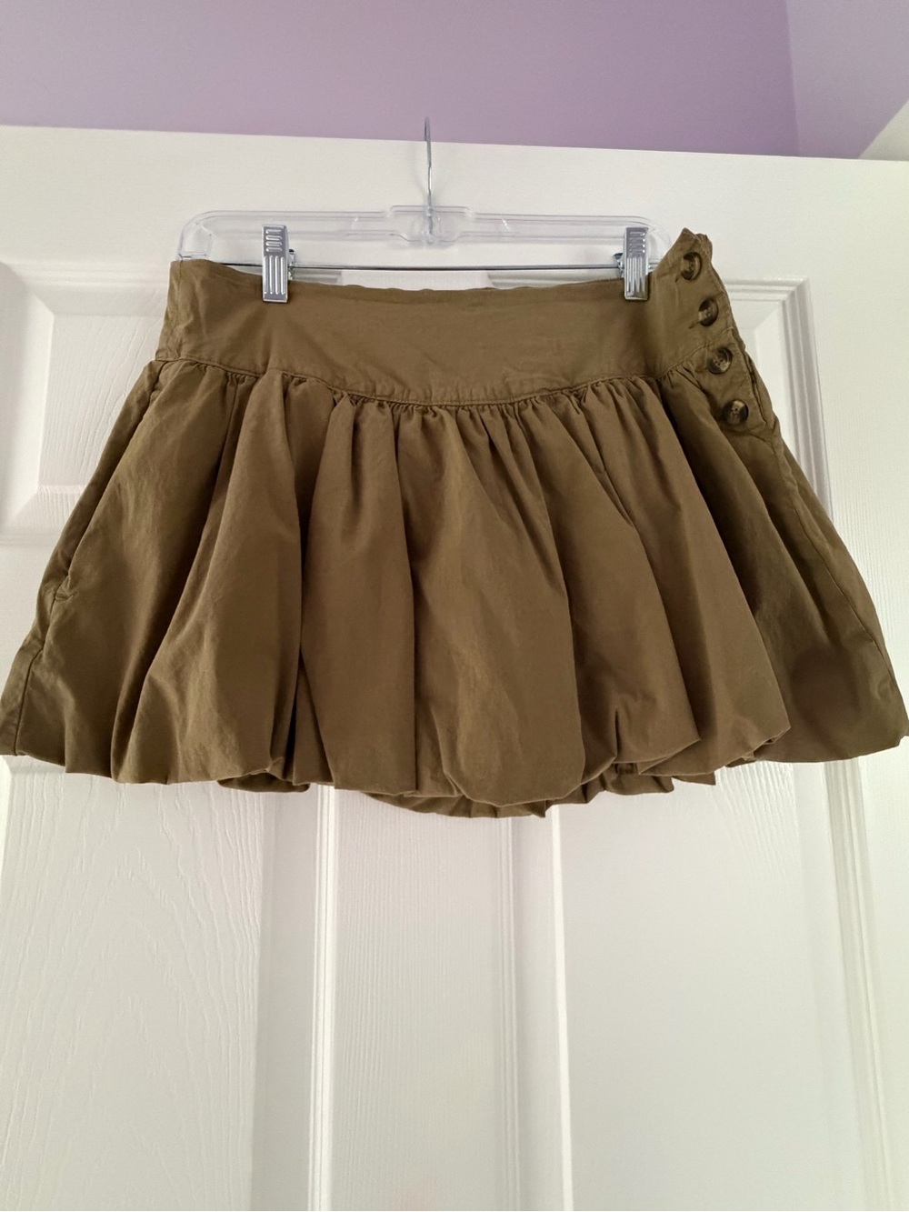 American Eagle Outfitters Olive Bubble Hem Skater Skirt